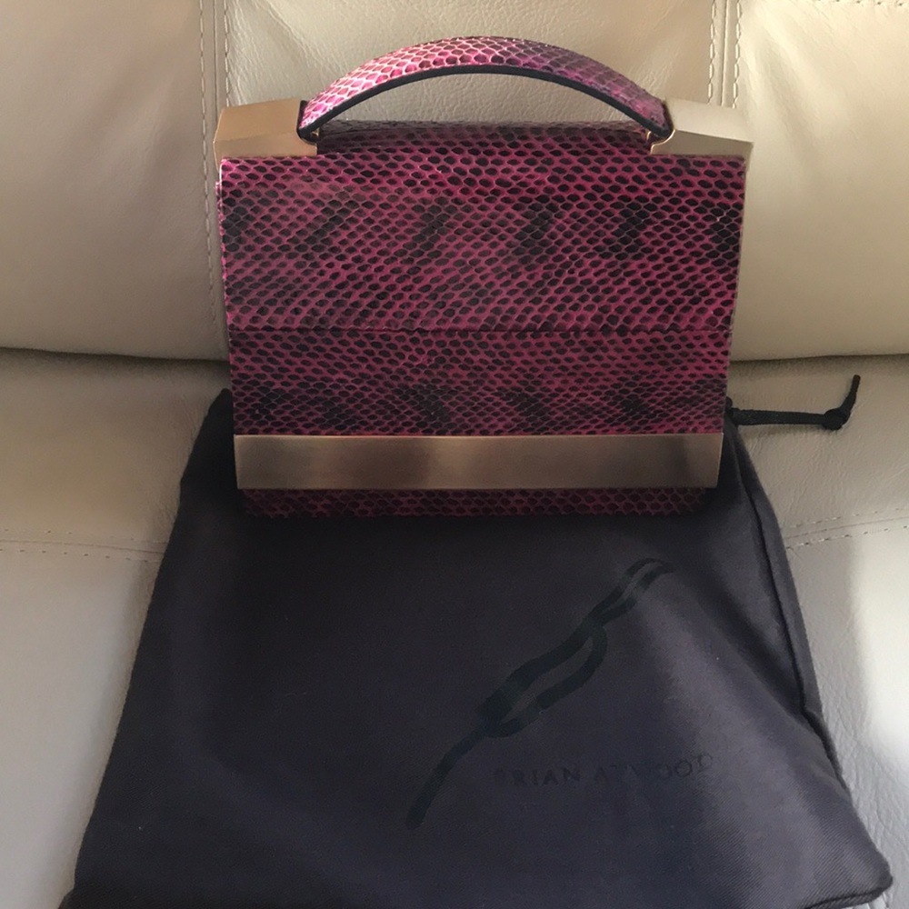 Brian Atwood Pink and Black Bag with Gold